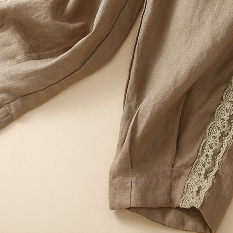 Buddha Stonesプレーンレース レディース ハーレム コットンリネン パンツ ポケット付き - image 2