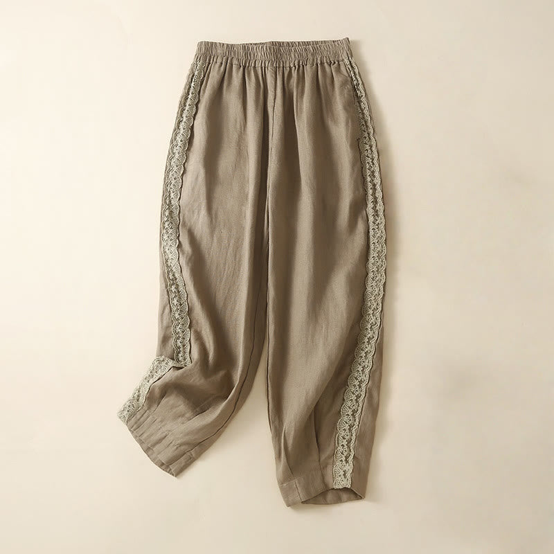 Buddha Stonesプレーンレース レディース ハーレム コットンリネン パンツ ポケット付き - タン - US8-10，UK/AU12-14，EU40-42 (2XL) - image 1