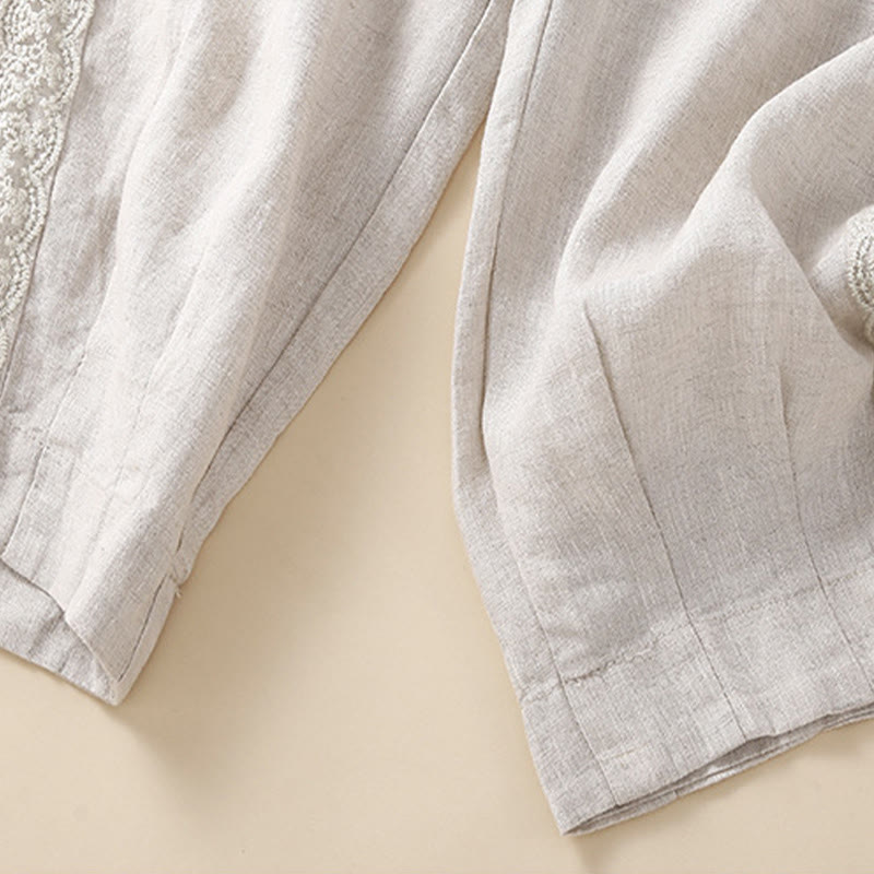 Buddha Stonesプレーンレース レディース ハーレム コットンリネン パンツ ポケット付き - image 13