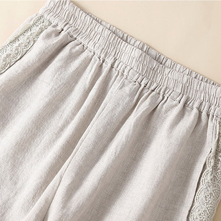 Buddha Stonesプレーンレース レディース ハーレム コットンリネン パンツ ポケット付き - image 15