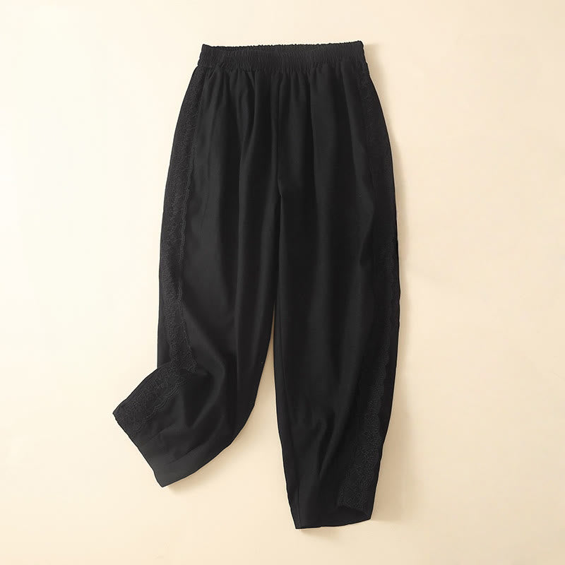Buddha Stonesプレーンレース レディース ハーレム コットンリネン パンツ ポケット付き - 黒 - US8-10，UK/AU12-14，EU40-42 (2XL) - image 26