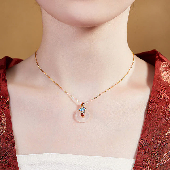 Buddha Stones 925スターリングシルバー平和のお守りチャームクラウド カルセドニー ネックレス ハーモニーペンダント - image 8