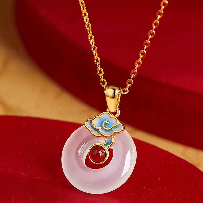 Buddha Stones 925スターリングシルバー平和のお守りチャームクラウド カルセドニー ネックレス ハーモニーペンダント - image 2