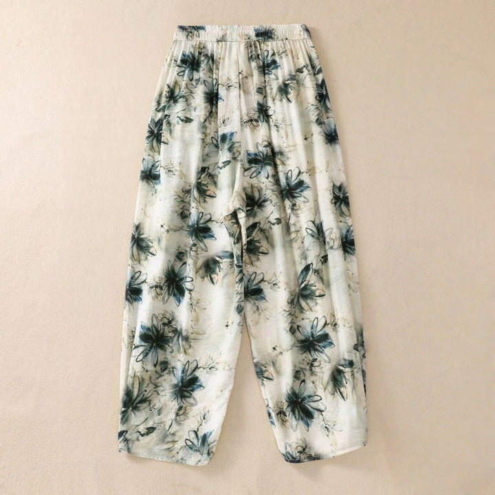 Buddha Stonesカジュアルフラワープリントデザイン レディース ポリエステル 7-8丈パンツ ポケット付き - image 2