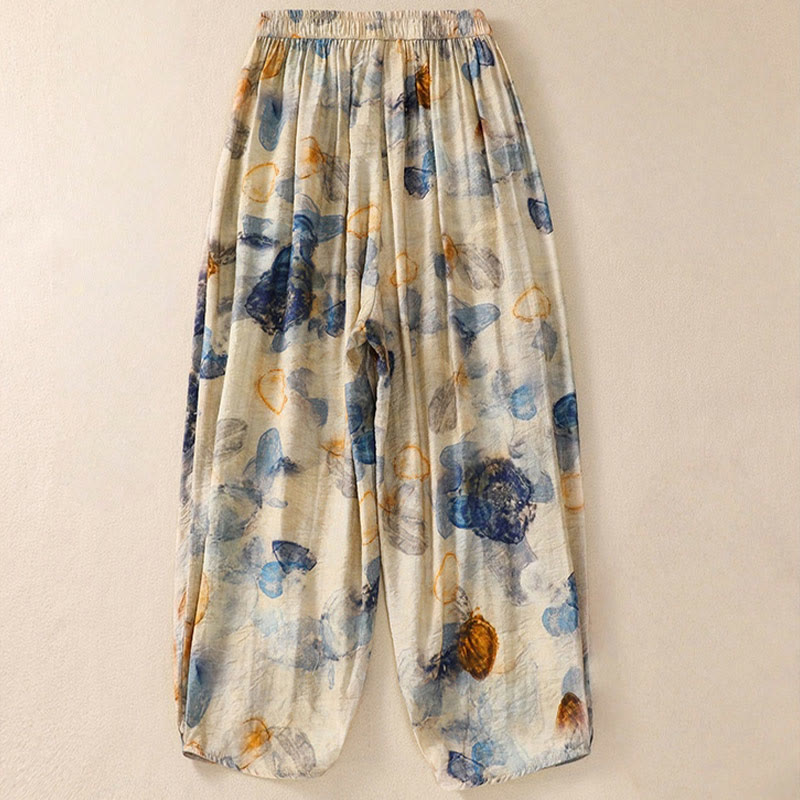 Buddha Stonesカジュアルフラワープリントデザイン レディース ポリエステル 7-8丈パンツ ポケット付き - image 10