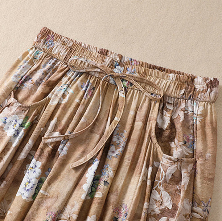 Buddha Stonesカジュアルフラワープリントデザイン レディース ポリエステル 7-8丈パンツ ポケット付き - image 20