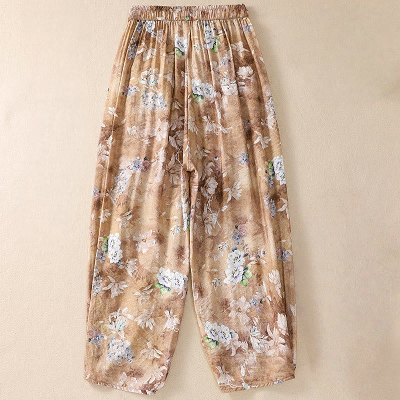 Buddha Stonesカジュアルフラワープリントデザイン レディース ポリエステル 7-8丈パンツ ポケット付き - image 17