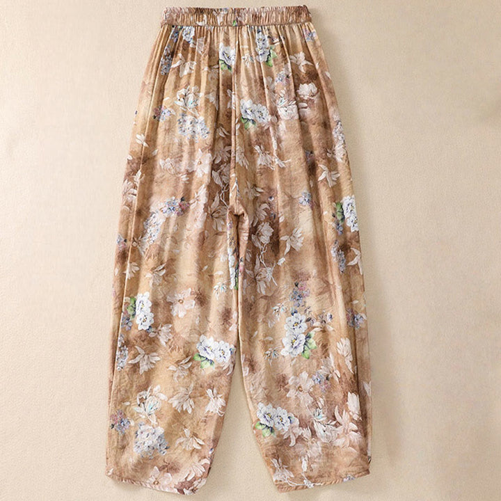 Buddha Stonesカジュアルフラワープリントデザイン レディース ポリエステル 7-8丈パンツ ポケット付き - image 16