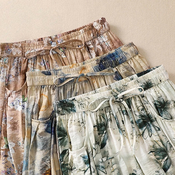 Buddha Stonesカジュアルフラワープリントデザイン レディース ポリエステル 7-8丈パンツ ポケット付き - image 24