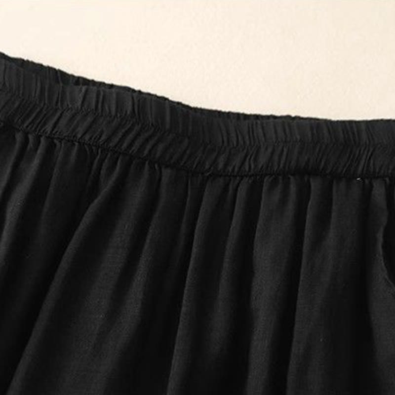 Buddha Stonesサイド刺繍デザインコットンレディース7-8丈ワイドレッグパンツ（ポケット付き） - image 15
