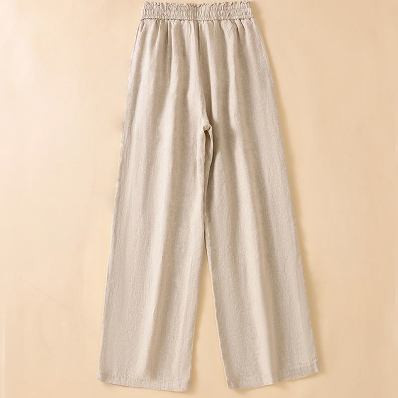 Buddha Stonesカジュアル ストレートレッグデザイン コットン レディース 7-8丈 ワイドレッグパンツ ポケット付き - image 2