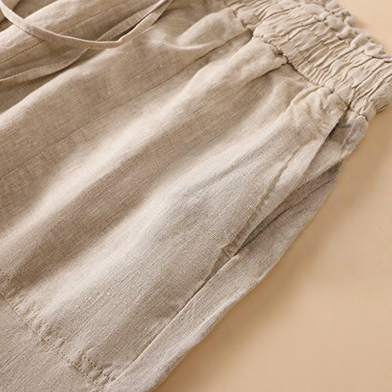 Buddha Stonesカジュアル ストレートレッグデザイン コットン レディース 7-8丈 ワイドレッグパンツ ポケット付き - image 4