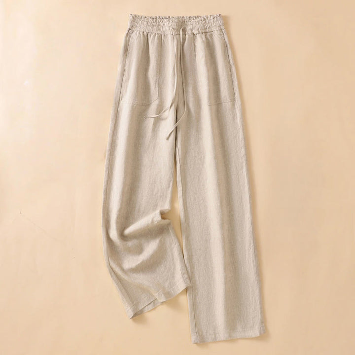 Buddha Stonesカジュアル ストレートレッグデザイン コットン レディース 7-8丈 ワイドレッグパンツ ポケット付き - タン - US12、 UK/AU16、 EU44 (2XL) - image 1