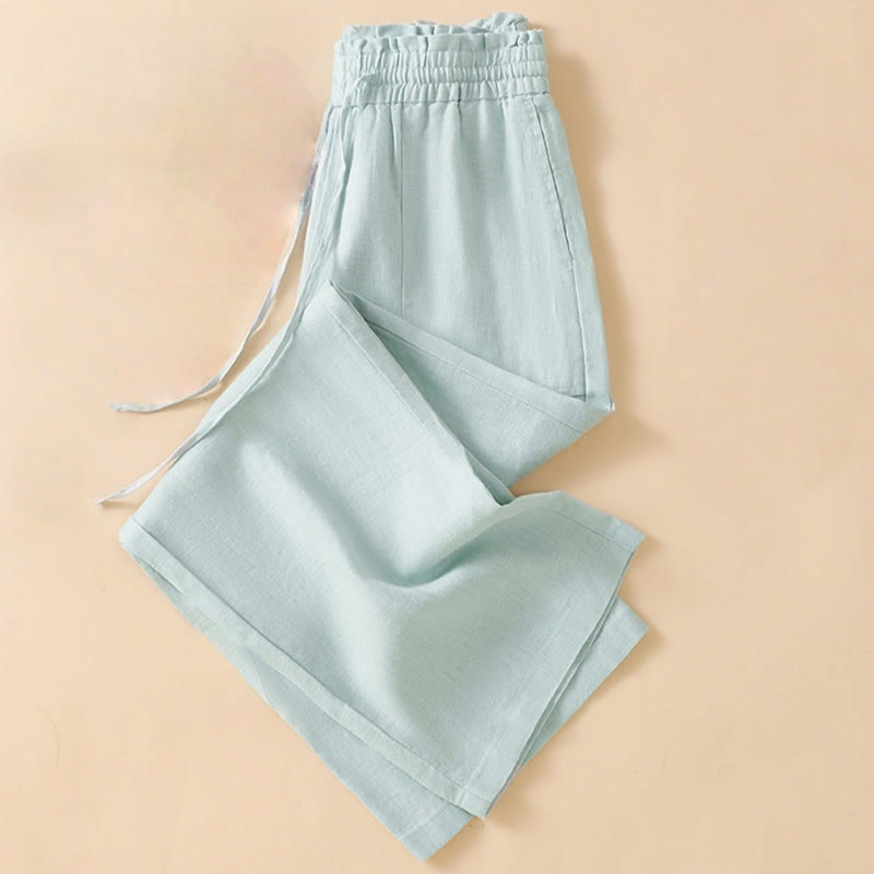 Buddha Stonesカジュアル ストレートレッグデザイン コットン レディース 7-8丈 ワイドレッグパンツ ポケット付き - image 10