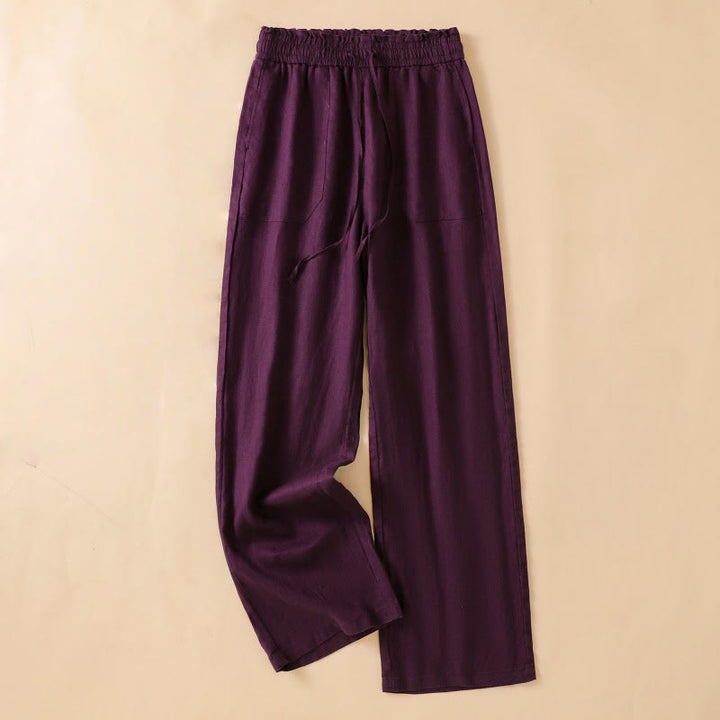 Buddha Stonesカジュアル ストレートレッグデザイン コットン レディース 7-8丈 ワイドレッグパンツ ポケット付き - 紫 - US12、 UK/AU16、 EU44 (2XL) - image 15