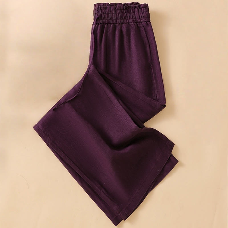 Buddha Stonesカジュアル ストレートレッグデザイン コットン レディース 7-8丈 ワイドレッグパンツ ポケット付き - image 17