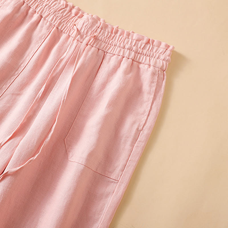 Buddha Stonesカジュアル ストレートレッグデザイン コットン レディース 7-8丈 ワイドレッグパンツ ポケット付き - image 24