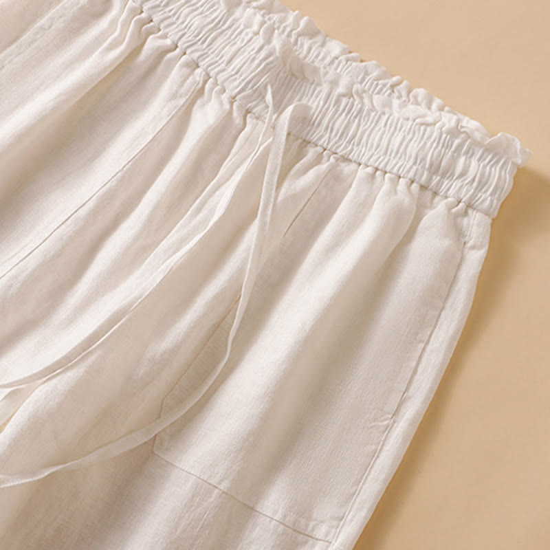 Buddha Stonesカジュアル ストレートレッグデザイン コットン レディース 7-8丈 ワイドレッグパンツ ポケット付き - image 33