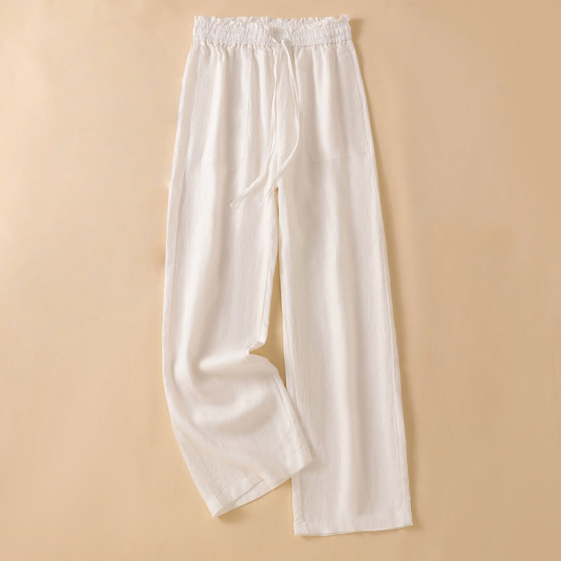 Buddha Stonesカジュアル ストレートレッグデザイン コットン レディース 7-8丈 ワイドレッグパンツ ポケット付き - フローラルホワイト - US12、 UK/AU16、 EU44 (2XL) - image 27