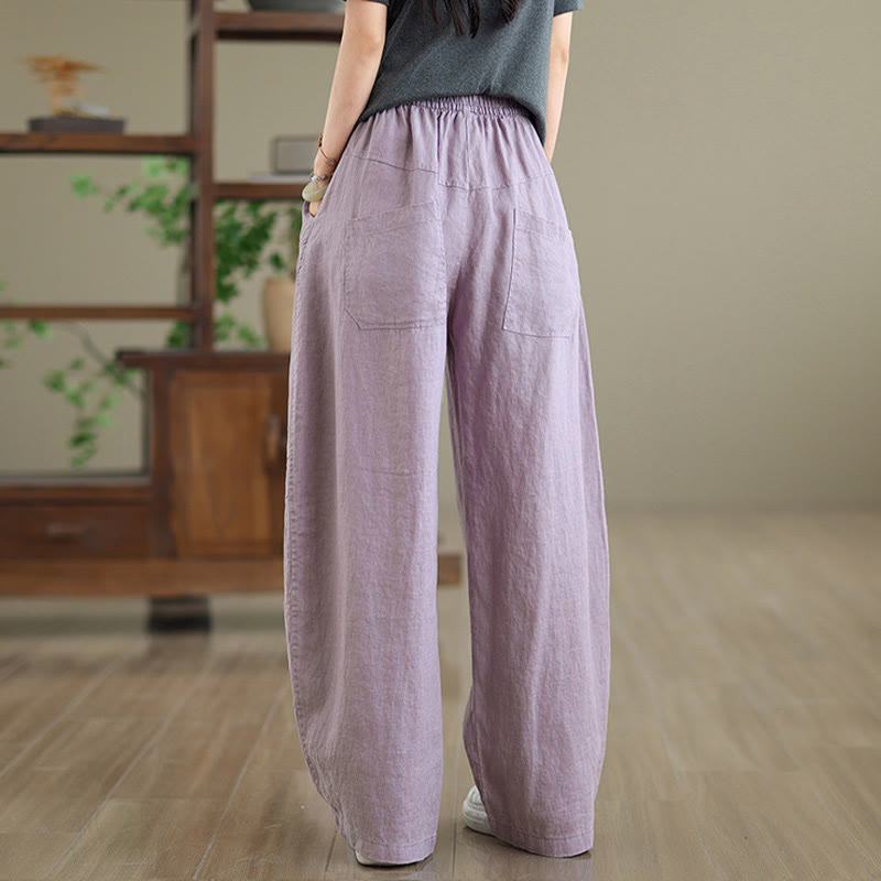 Buddha Stonesカジュアル 無地 コットン レディース ワイドレッグパンツ ポケット付き - image 3