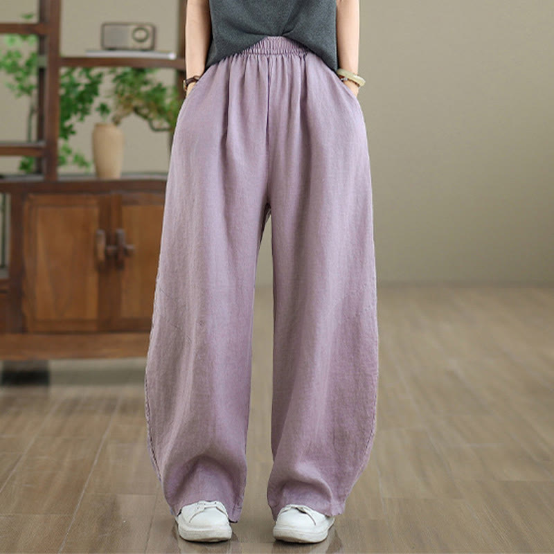 Buddha Stonesカジュアル 無地 コットン レディース ワイドレッグパンツ ポケット付き - image 1