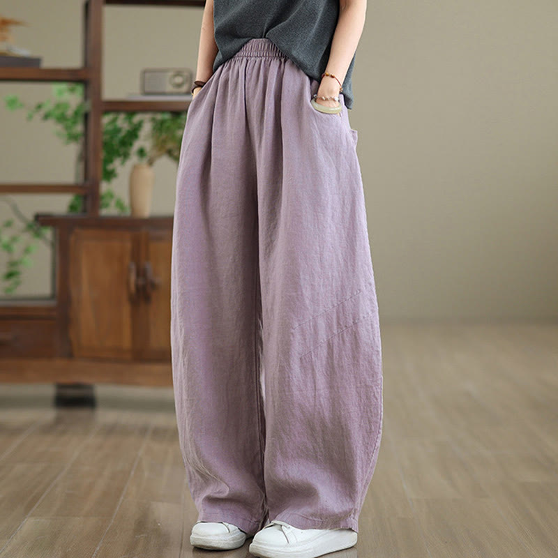 Buddha Stonesカジュアル 無地 コットン レディース ワイドレッグパンツ ポケット付き - image 4