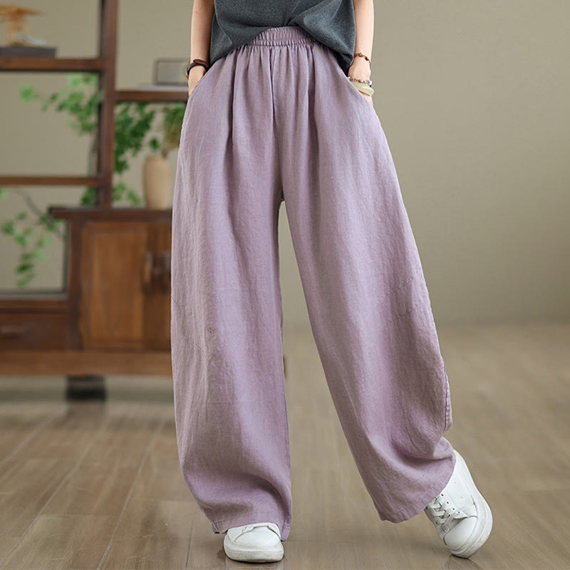 Buddha Stonesカジュアル 無地 コットン レディース ワイドレッグパンツ ポケット付き - image 5
