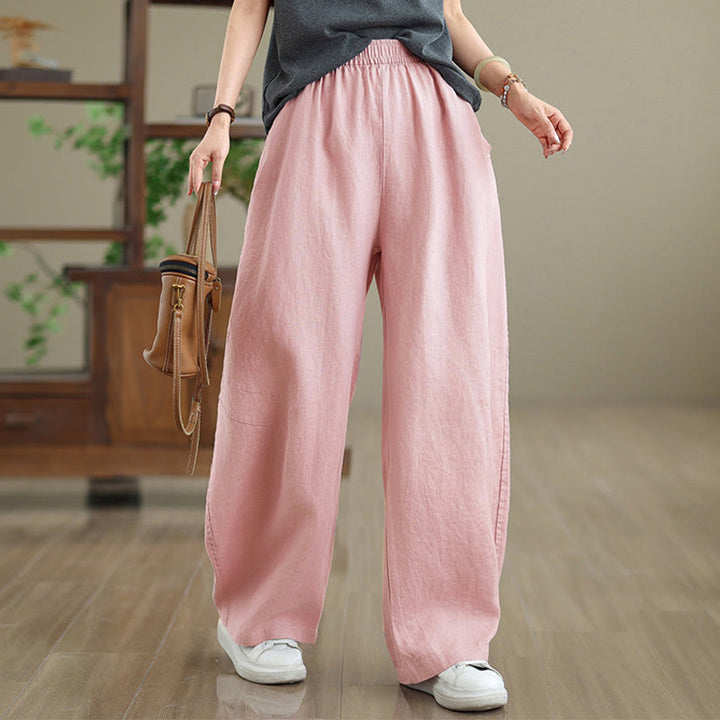 Buddha Stonesカジュアル 無地 コットン レディース ワイドレッグパンツ ポケット付き - image 10