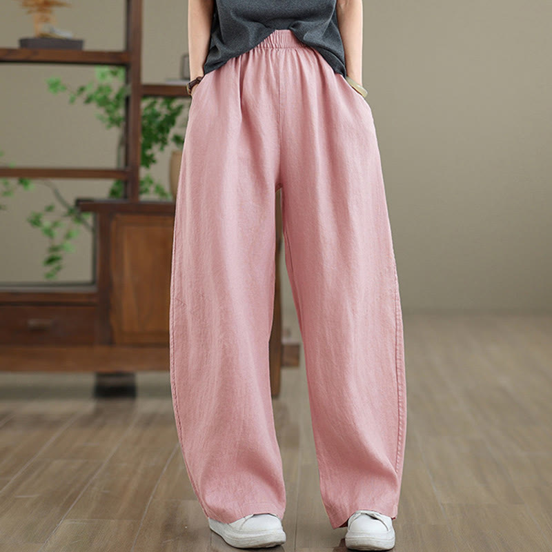 Buddha Stonesカジュアル 無地 コットン レディース ワイドレッグパンツ ポケット付き - image 7