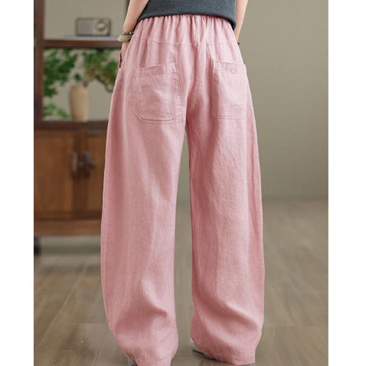 Buddha Stonesカジュアル 無地 コットン レディース ワイドレッグパンツ ポケット付き - image 8