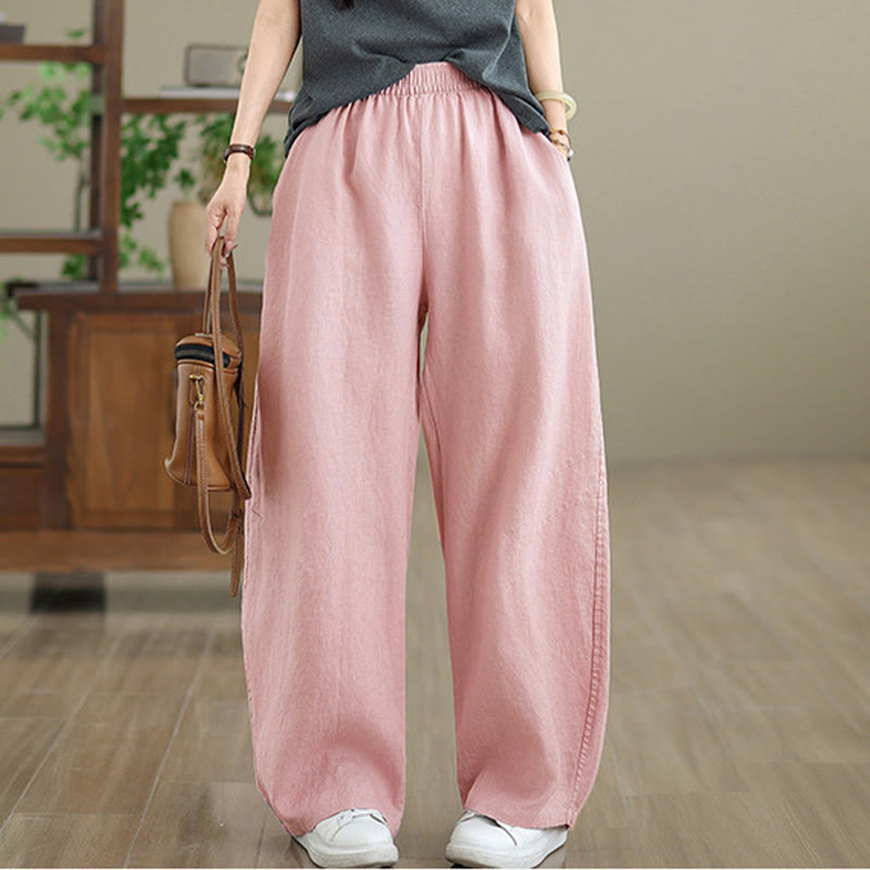 Buddha Stonesカジュアル 無地 コットン レディース ワイドレッグパンツ ポケット付き - image 11