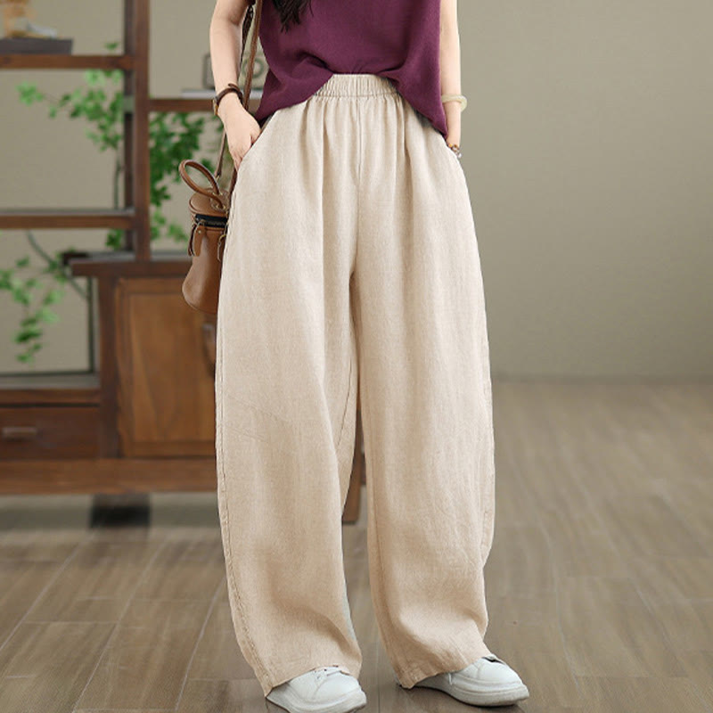 Buddha Stonesカジュアル 無地 コットン レディース ワイドレッグパンツ ポケット付き - image 14