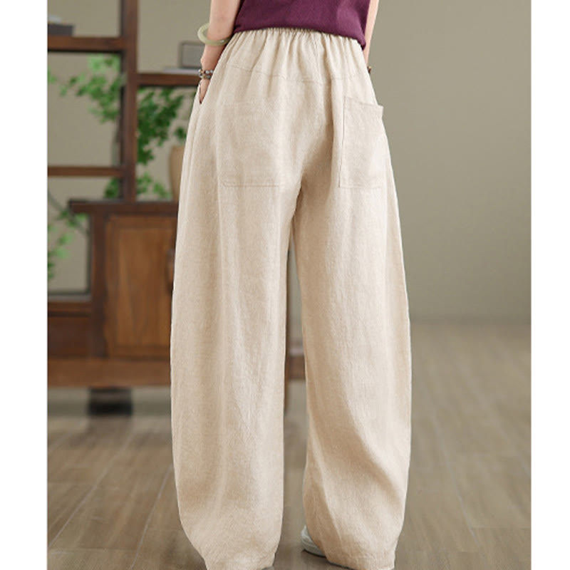 Buddha Stonesカジュアル 無地 コットン レディース ワイドレッグパンツ ポケット付き - image 13