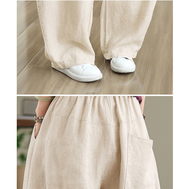 Buddha Stonesカジュアル 無地 コットン レディース ワイドレッグパンツ ポケット付き - image 16