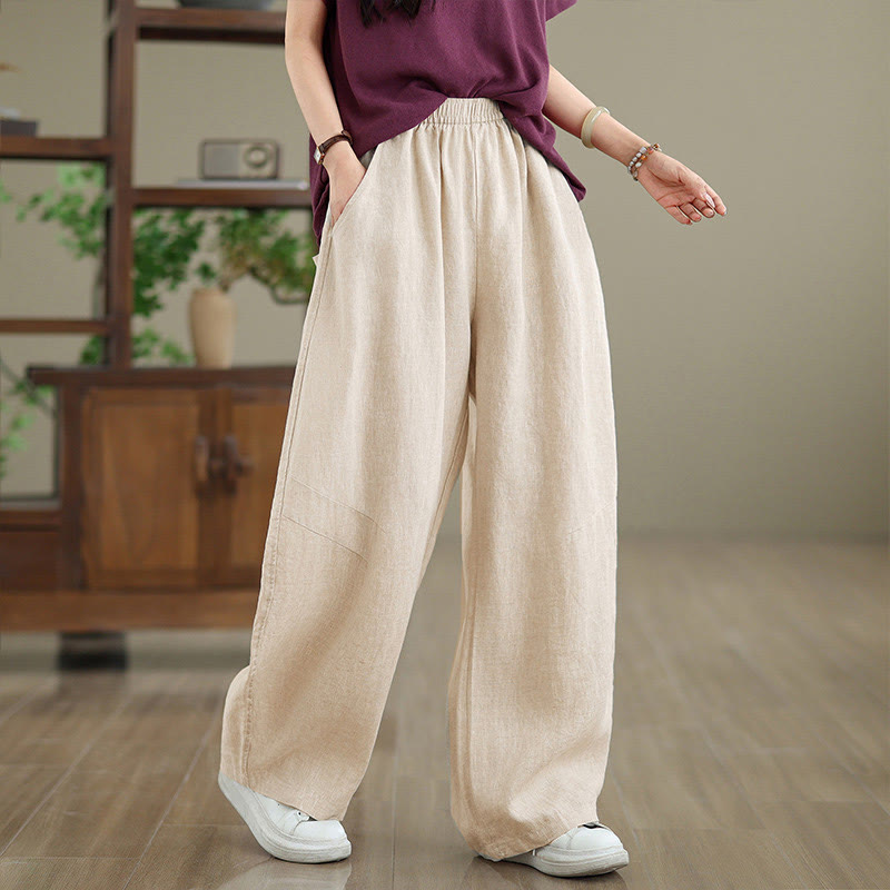 Buddha Stonesカジュアル 無地 コットン レディース ワイドレッグパンツ ポケット付き - image 15