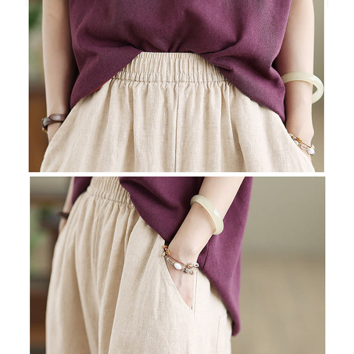 Buddha Stonesカジュアル 無地 コットン レディース ワイドレッグパンツ ポケット付き - image 17