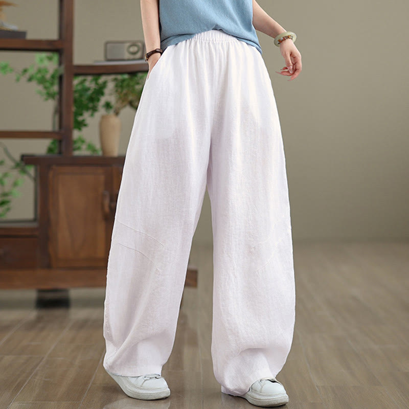 Buddha Stonesカジュアル 無地 コットン レディース ワイドレッグパンツ ポケット付き - 白 - US12、 UK/AU16、 EU44 (3XL) - image 18