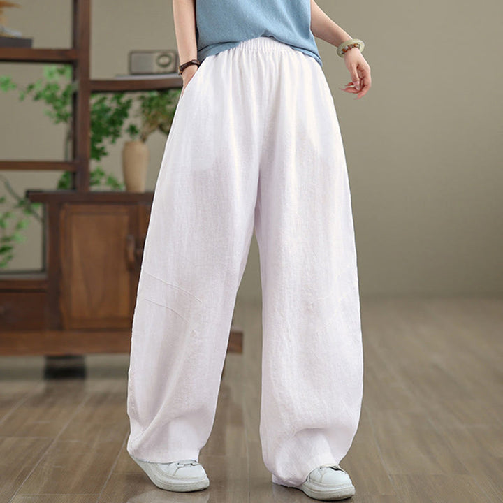 Buddha Stonesカジュアル 無地 コットン レディース ワイドレッグパンツ ポケット付き - 白 - US12、 UK/AU16、 EU44 (3XL) - image 18