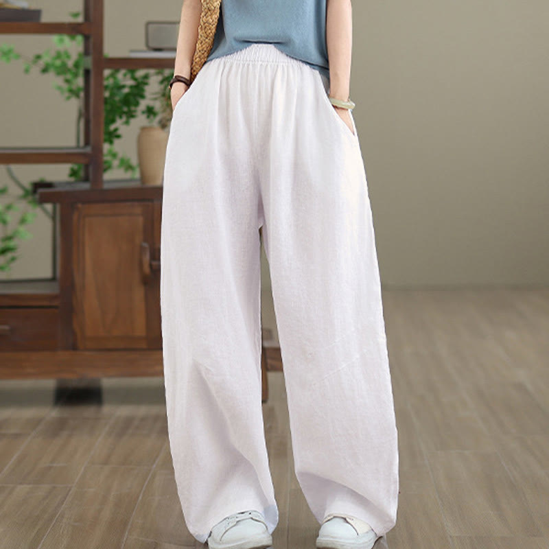 Buddha Stonesカジュアル 無地 コットン レディース ワイドレッグパンツ ポケット付き - image 23