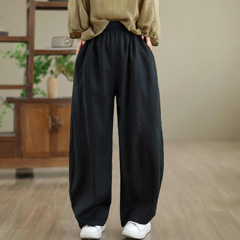 Buddha Stonesカジュアル 無地 コットン レディース ワイドレッグパンツ ポケット付き - image 29