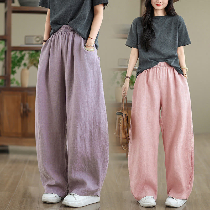 Buddha Stonesカジュアル 無地 コットン レディース ワイドレッグパンツ ポケット付き - image 30