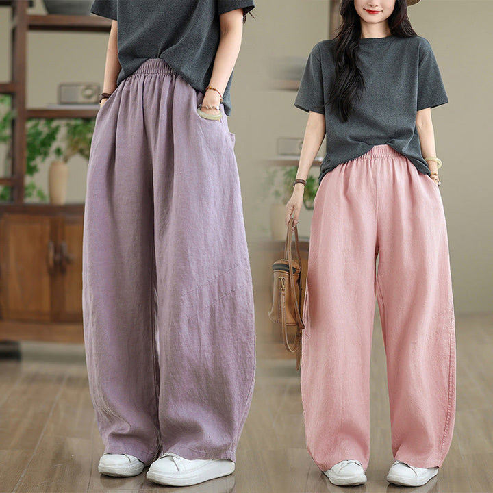 Buddha Stonesカジュアル 無地 コットン レディース ワイドレッグパンツ ポケット付き - image 30