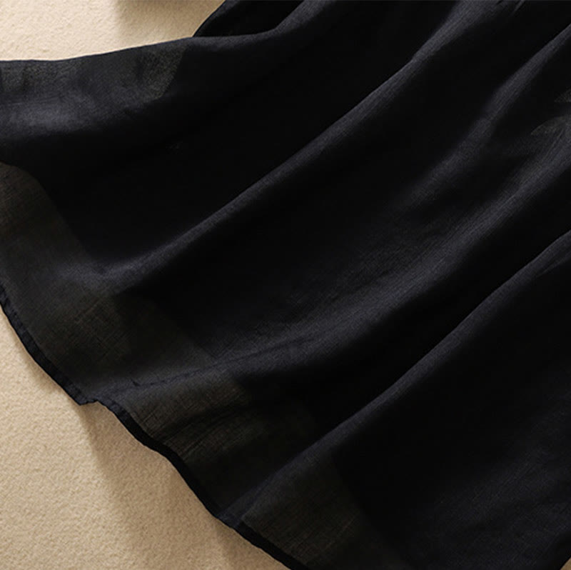Buddha Stones刺繍の葉柄レディースコットンリネン半袖Tシャツ - image 27