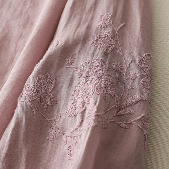 Buddha Stones刺繍ボタンダウンレディースコットンリネンシャツ - image 21