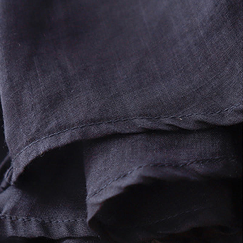 Buddha Stones刺繍クルーネックプリーツレディースコットンリネン半袖Tシャツ - image 13