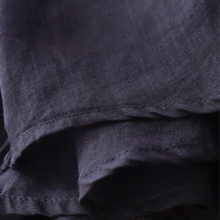 Buddha Stones刺繍クルーネックプリーツレディースコットンリネン半袖Tシャツ - image 13