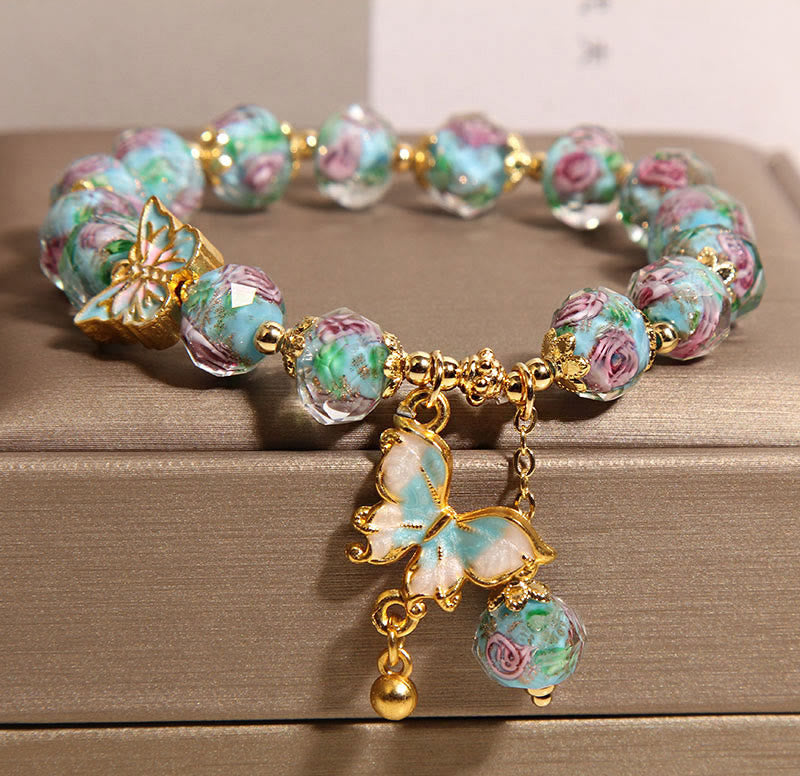 Buddha Stonesチャームローズフラワーリウリブレスレット - image 1