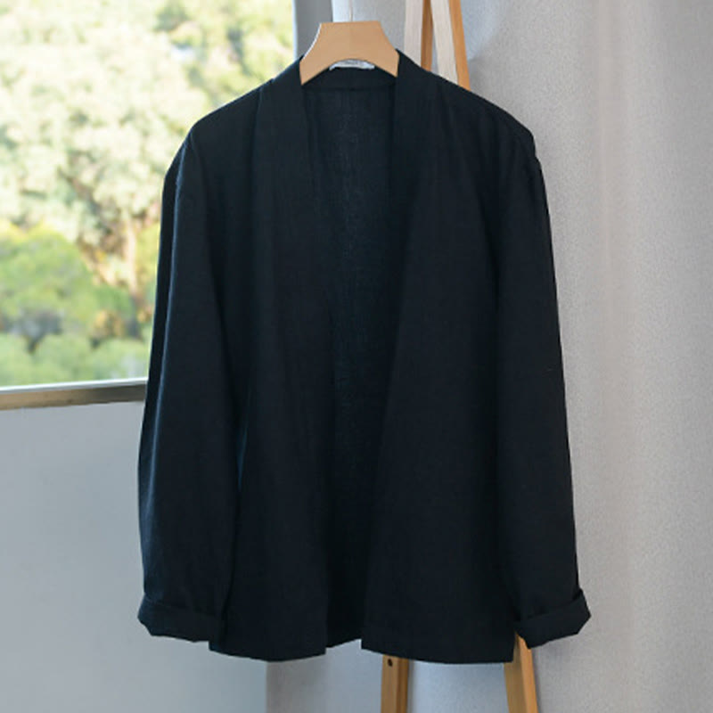 Buddha Stonesピュアカラー スタンドカラー メンズ 長袖 コットンリネンシャツ - image 20