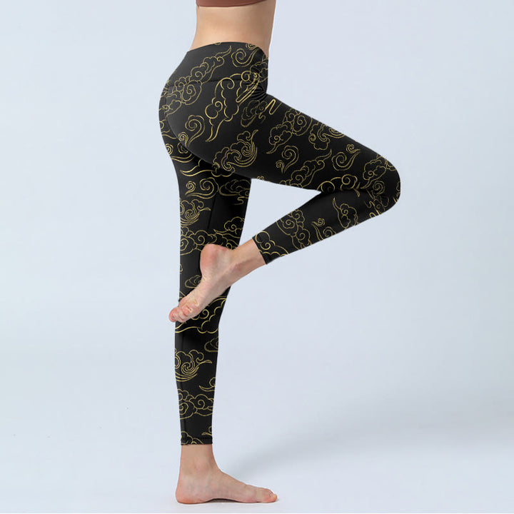 Buddha Stonesと黄金の雲のプリントジムレギンスレディースヨガパンツ - image 4