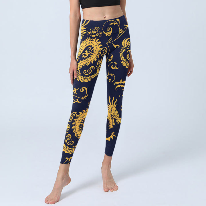 Buddha Stonesゴールデンドラゴン ヴァインプリント ジムレギンス レディース ヨガパンツ - image 6